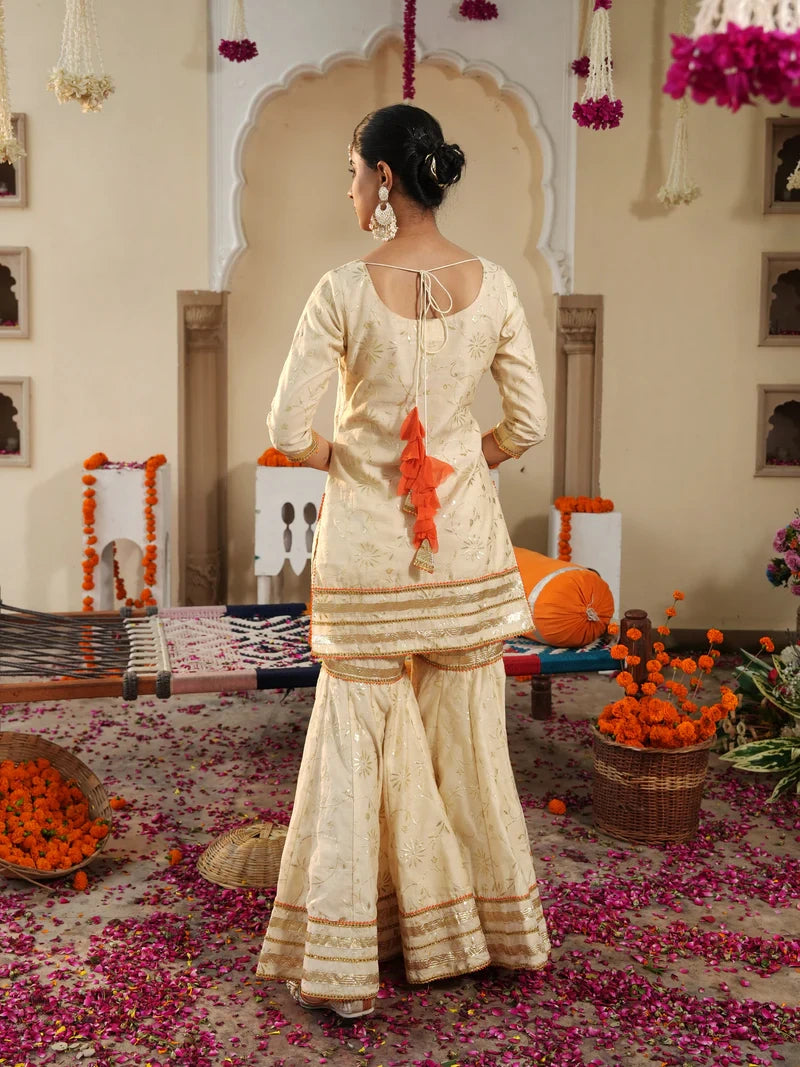 Ivory Sheeshmahal Sharara Set - Indianvirasat