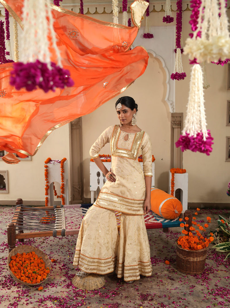 Ivory Sheeshmahal Sharara Set