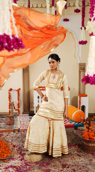 Ivory Sheeshmahal Sharara Set