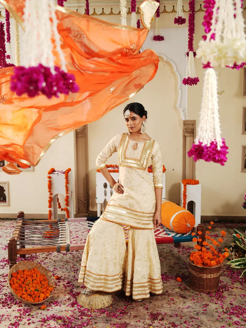 Ivory Sheeshmahal Sharara Set - Indianvirasat