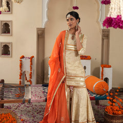 Ivory Sheeshmahal Sharara Set