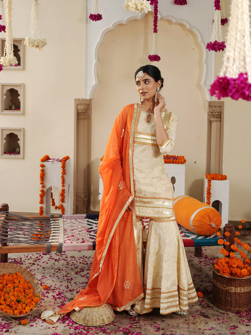 Ivory Sheeshmahal Sharara Set