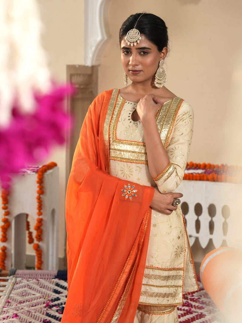 Ivory Sheeshmahal Sharara Set