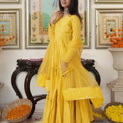 Saba Yellow Cotton Ethnic dress Set