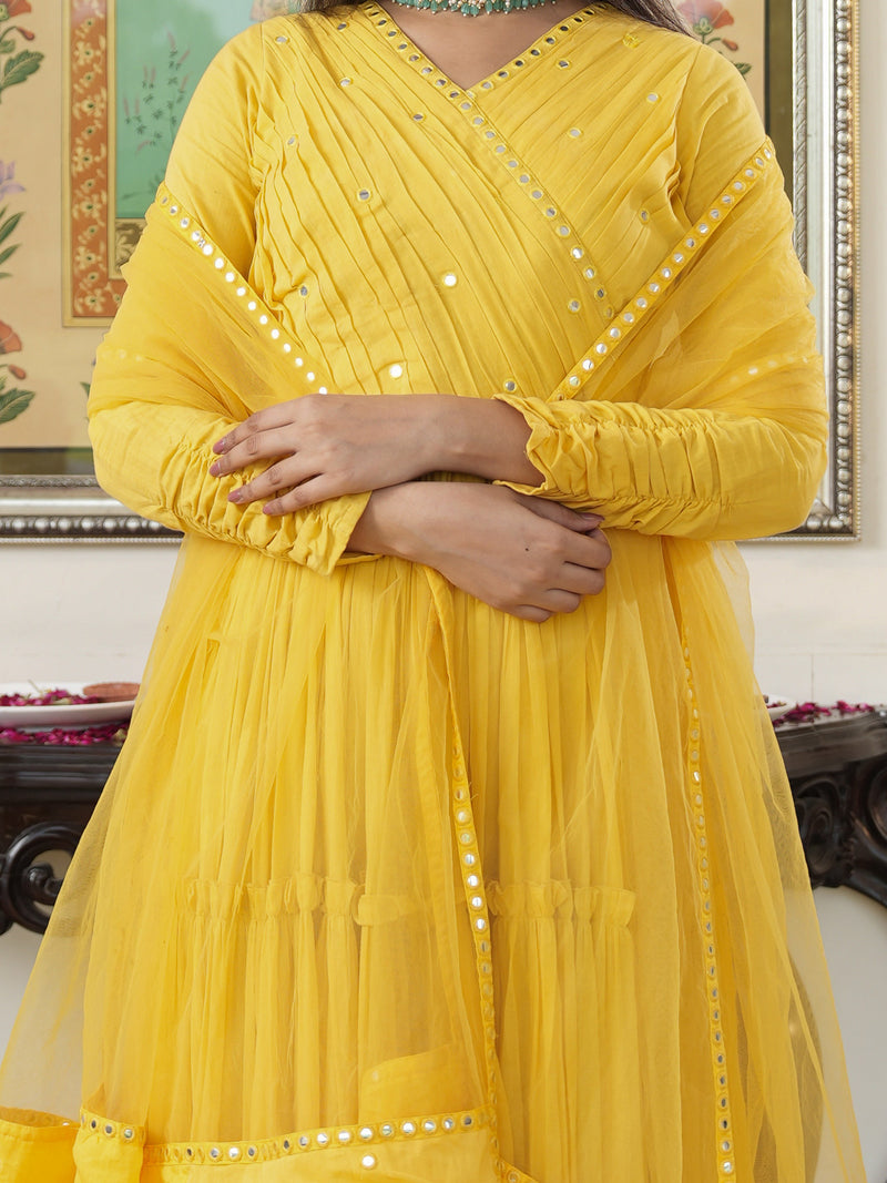 Saba Yellow Cotton Ethnic dress Set