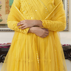 Saba Yellow Cotton Ethnic dress Set
