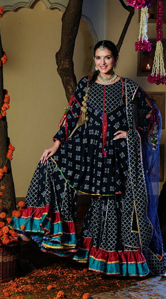 Moonshadow Black Sharara Set