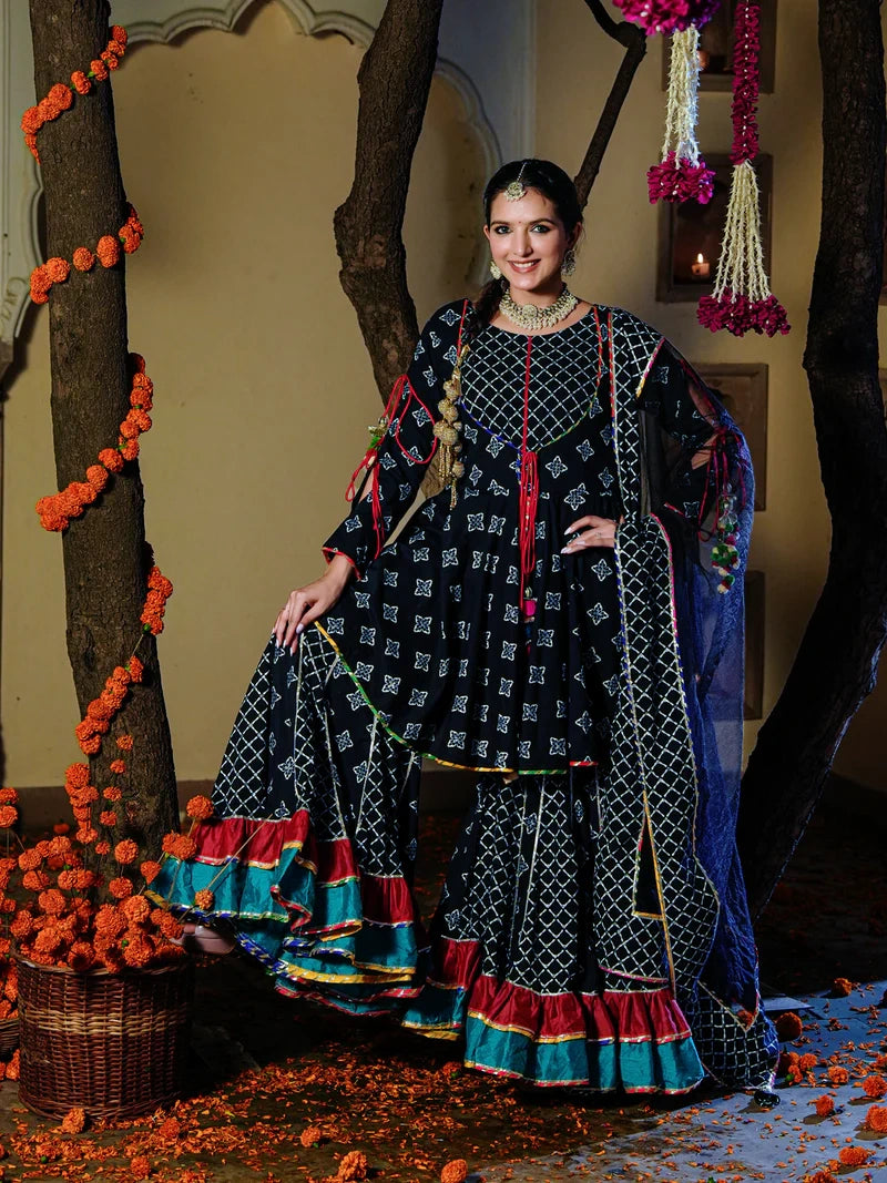 Moonshadow Black Sharara Set - Indianvirasat