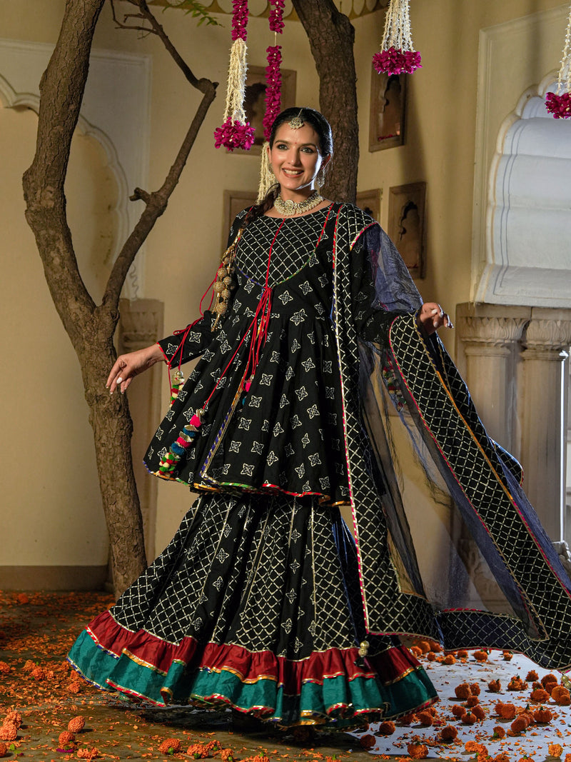 Moonshadow Black Sharara Set