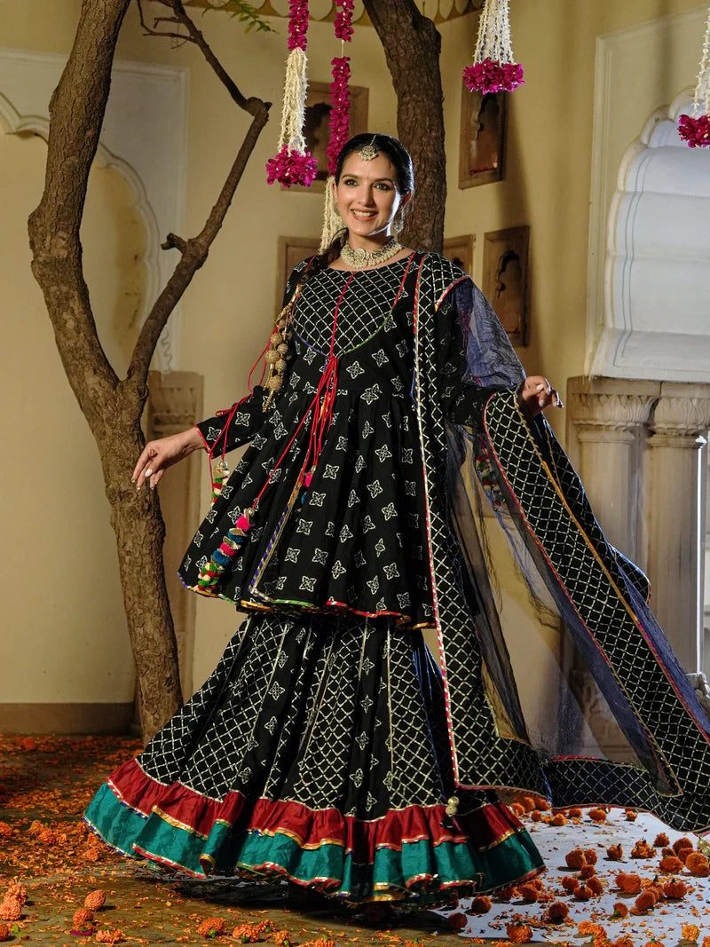 Moonshadow Black Sharara Set - Indianvirasat
