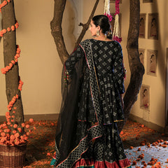 Moonshadow Black Sharara Set