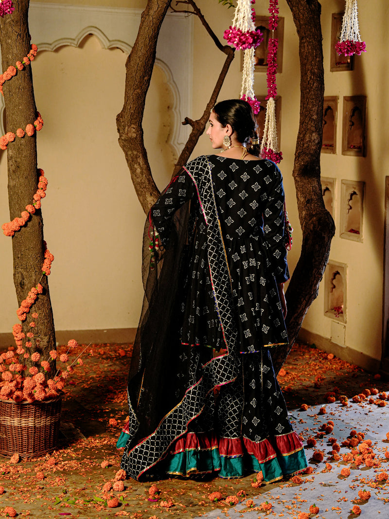 Moonshadow Black Sharara Set