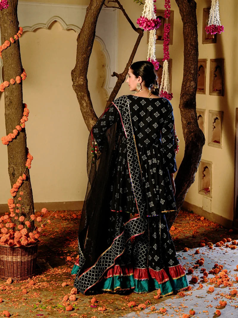 Moonshadow Black Sharara Set - Indianvirasat