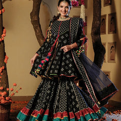 Moonshadow Black Sharara Set - Indianvirasat