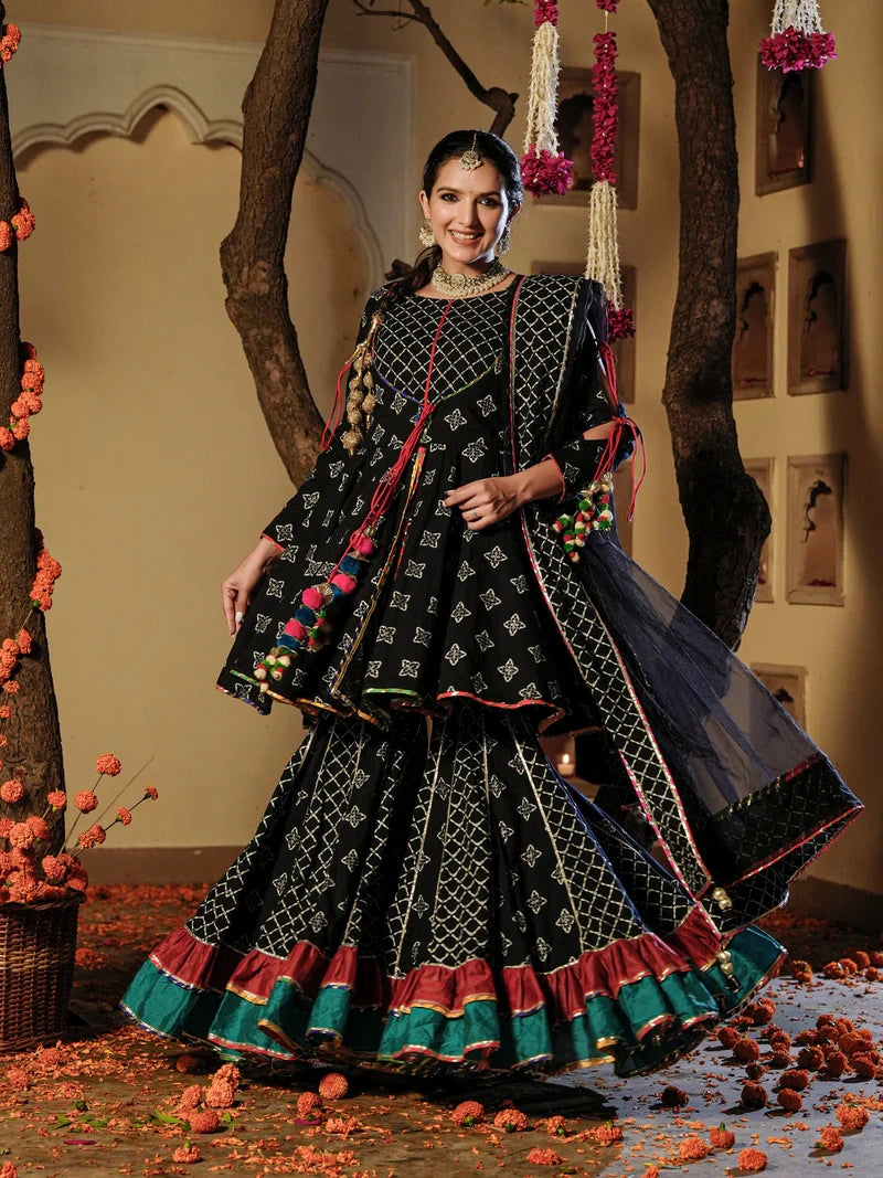 Moonshadow Black Sharara Set - Indianvirasat