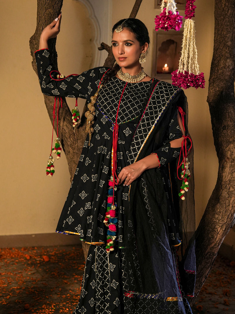 Moonshadow Black Sharara Set