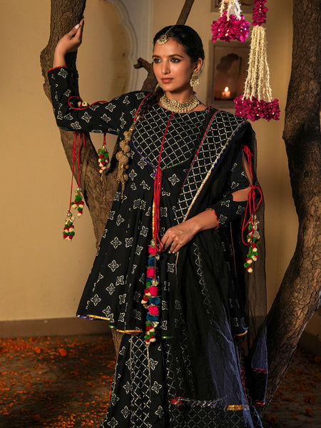 Moonshadow Black Sharara Set