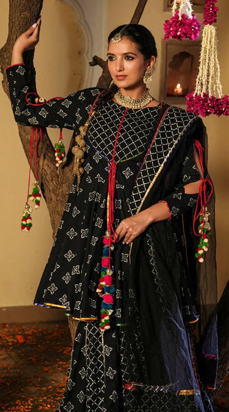 Moonshadow Black Sharara Set