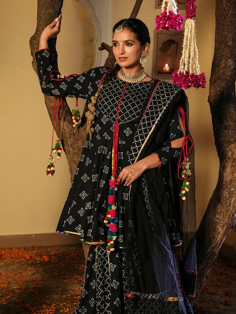 Moonshadow Black Sharara Set - Indianvirasat