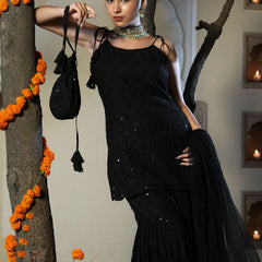 Srivalli Black Tieup Sharara Set with Dupatta - Indianvirasat