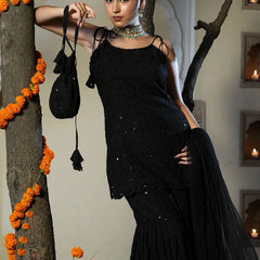 Srivalli Black Tieup Sharara Set with Dupatta - Indianvirasat