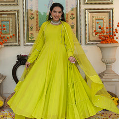 Shibori Green Cotton Ethnic dress Set