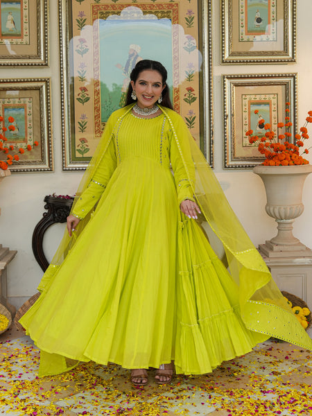 Shibori Green Cotton Ethnic dress Set