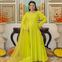 Shibori Green Cotton Ethnic dress Set