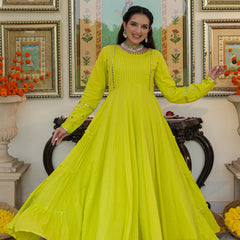 Shibori Green Cotton Ethnic dress Set