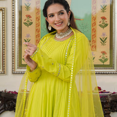 Shibori Green Cotton Ethnic dress Set