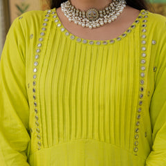 Shibori Green Cotton Ethnic dress Set