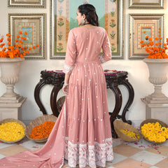 Peach Blossom embroidered Anarkali Set