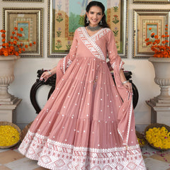 Peach Blossom embroidered Anarkali Set