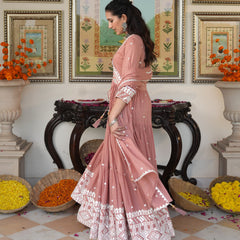 Peach Blossom embroidered Anarkali Set
