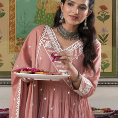 Peach Blossom embroidered Anarkali Set