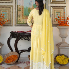 Fairy Yellow embroidered Anarkali Set