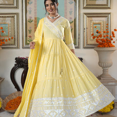 Fairy Yellow embroidered Anarkali Set