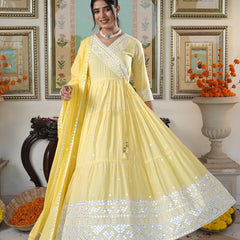 Fairy Yellow embroidered Ethnic Dress - Indianvirasat