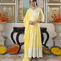 Fairy Yellow embroidered Anarkali Set