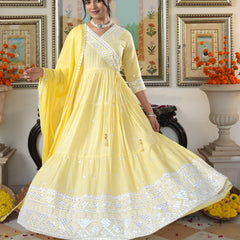 Fairy Yellow embroidered Anarkali Set