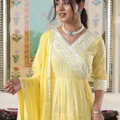 Fairy Yellow embroidered Ethnic Dress - Indianvirasat