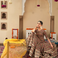 Lavish Ajrakh Flare Anarkali Suit Set