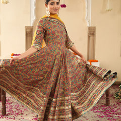 Lavish Ajrakh Flare Anarkali Suit Set