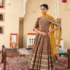 Lavish Ajrakh Flare Anarkali Suit Set