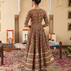 Lavish Ajrakh Flare Anarkali Suit Set