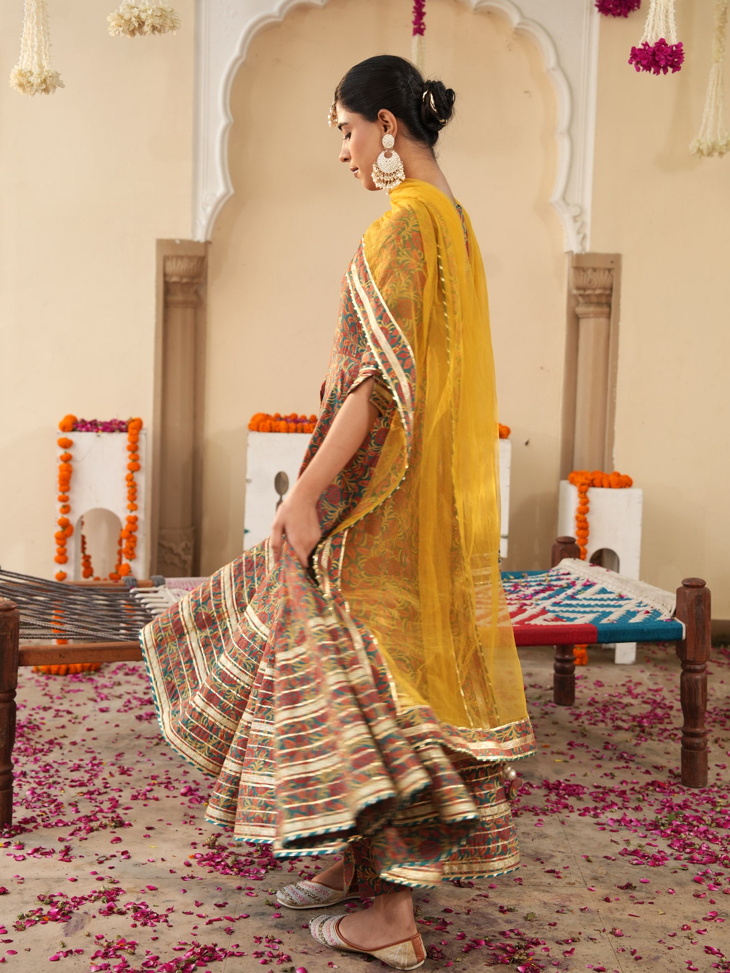 Lavish Ajrakh Flare Anarkali Suit Set - Indianvirasat