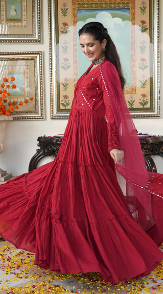 Rubina Red Mirrored Flary Set