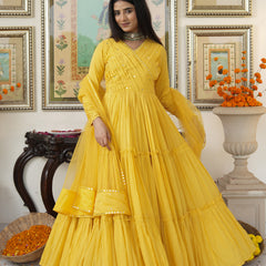 Saba Yellow Cotton Ethnic dress Set