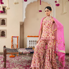 Petaline Pink Cosmos Sharara Set