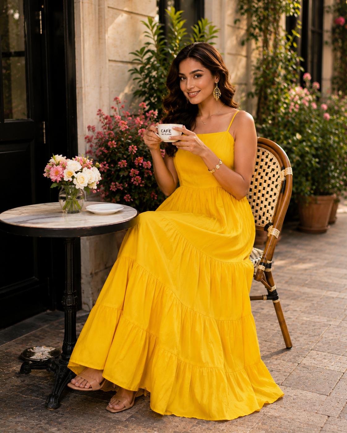 Sunshine Tiered Maxi Dress Indianvirasat Sunshine Tiered Maxi Dress Indianvirasat
